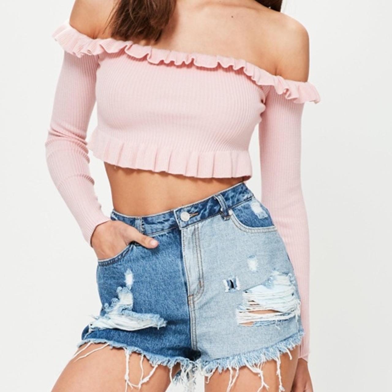 RRP £20 Size Missguided Pink frill Bardot Depop
