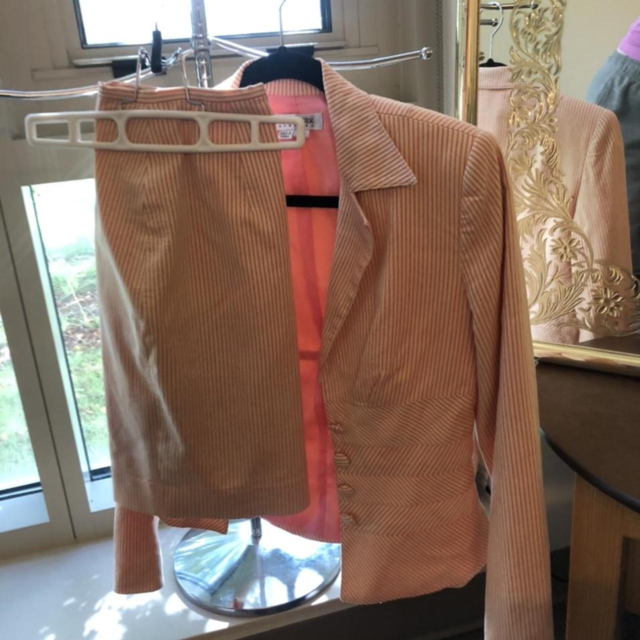 Kay Unger Women's Pink and White Suit | Depop