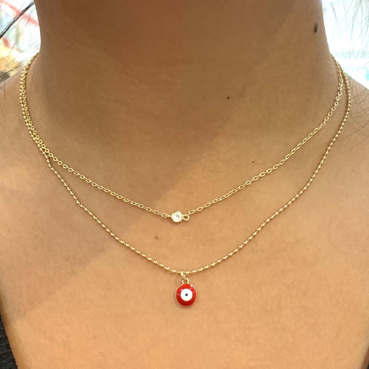 KESSARIS Red Evil Eye Diamond Pendant Necklace KOE181315 | Kessaris