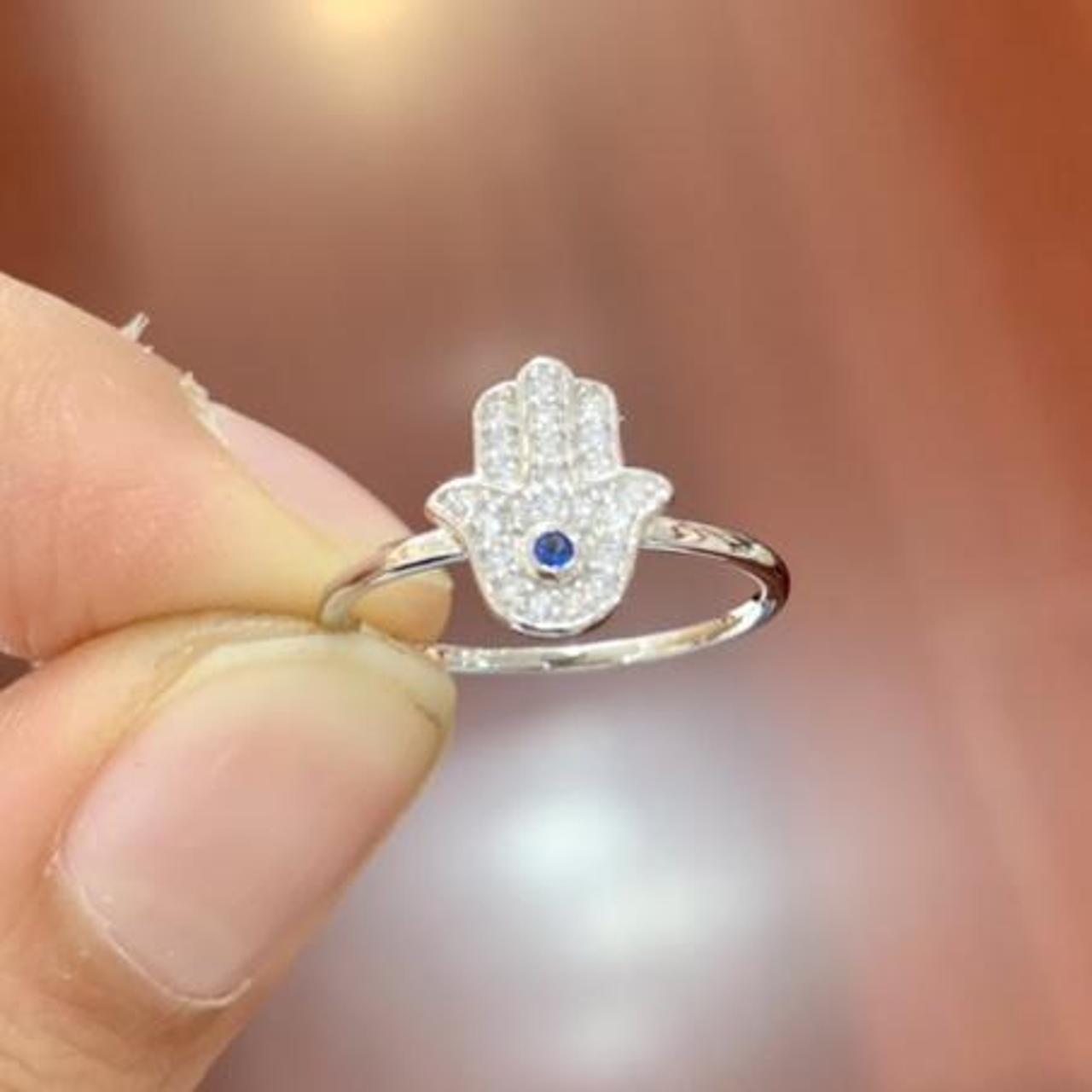 Hamsa hand clearance ring sterling silver