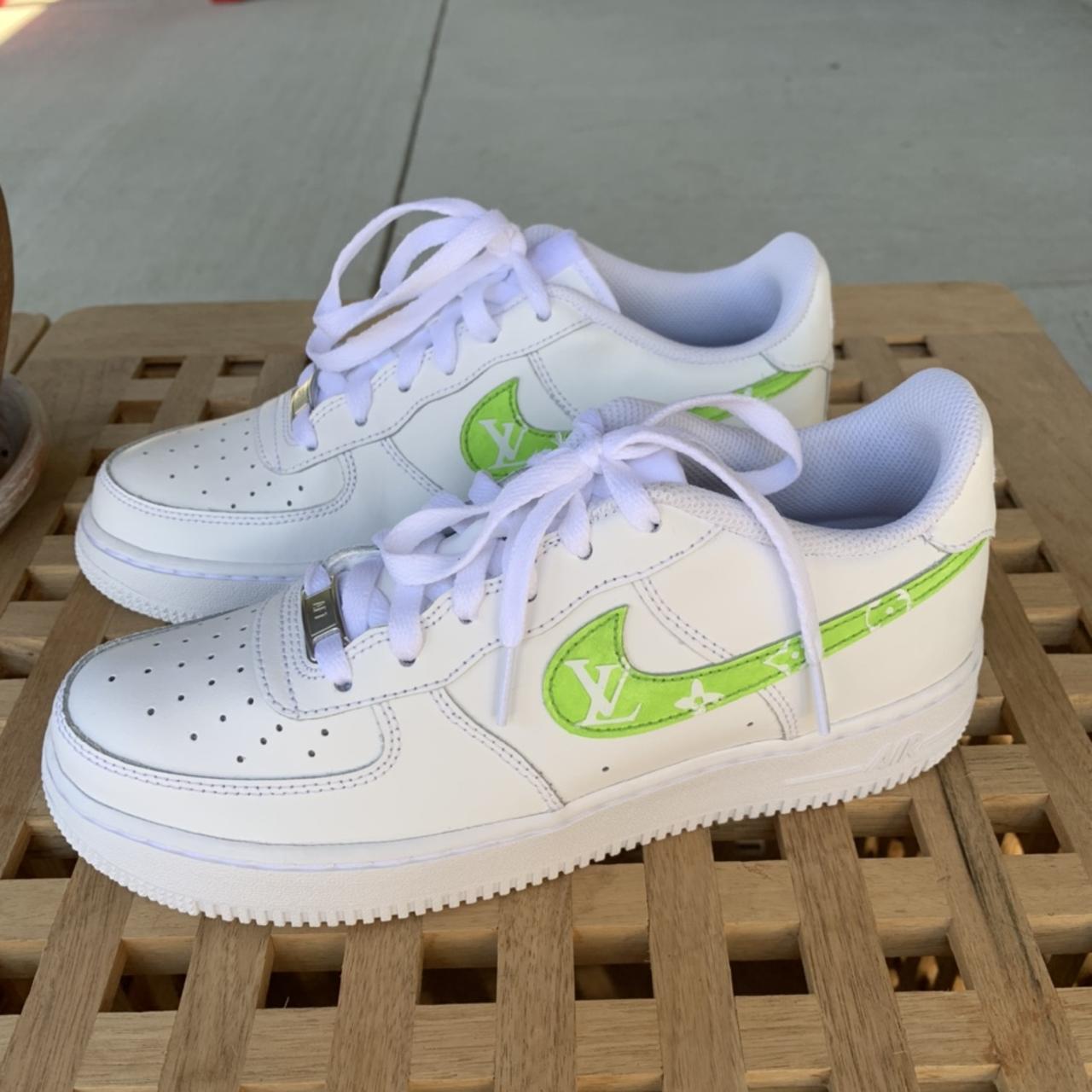 Custom  LV Slime Green  Custom Shoes, Nike Air Force 1 in 2023
