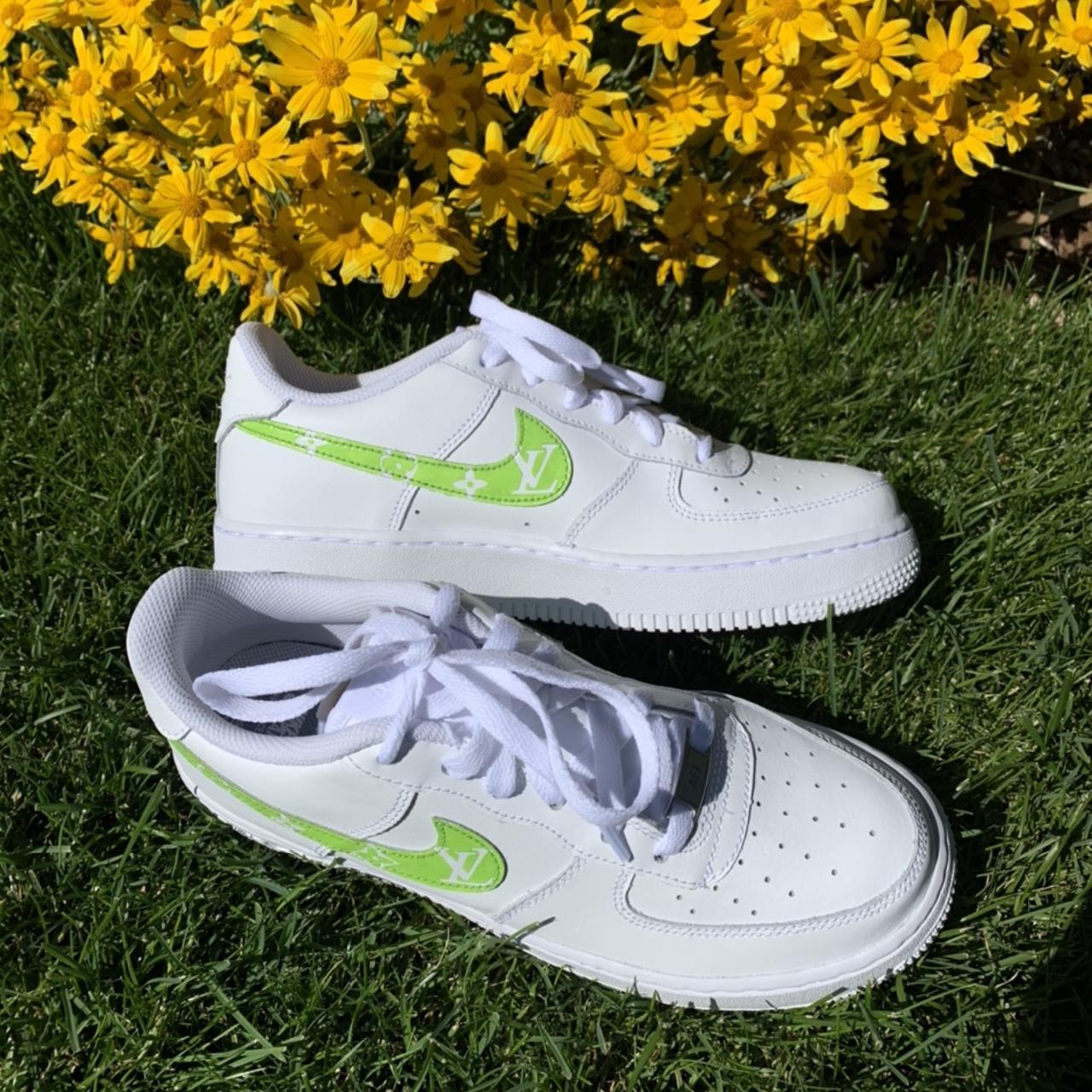 Custom  LV Slime Green  Custom Shoes, Nike Air Force 1 in 2023