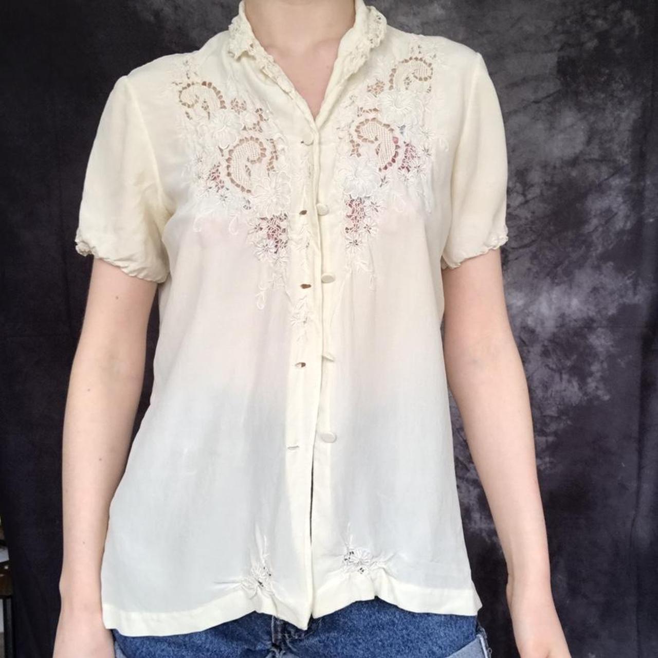 Women's Cream Blouse | Depop