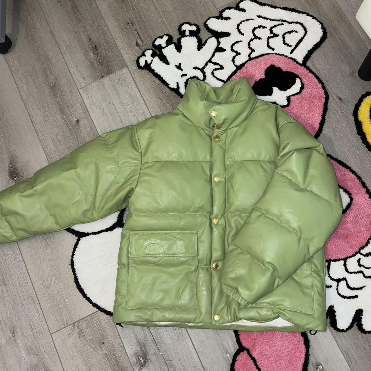 Golf Wang leather flame embossed puffer jacket - Depop