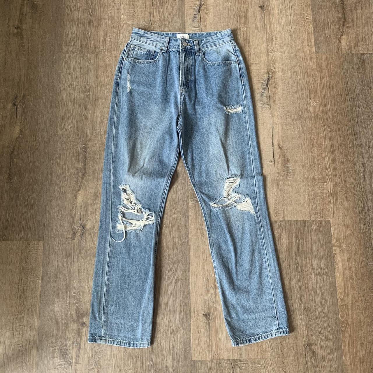 Seed Heritage Women's White and Blue Jeans | Depop