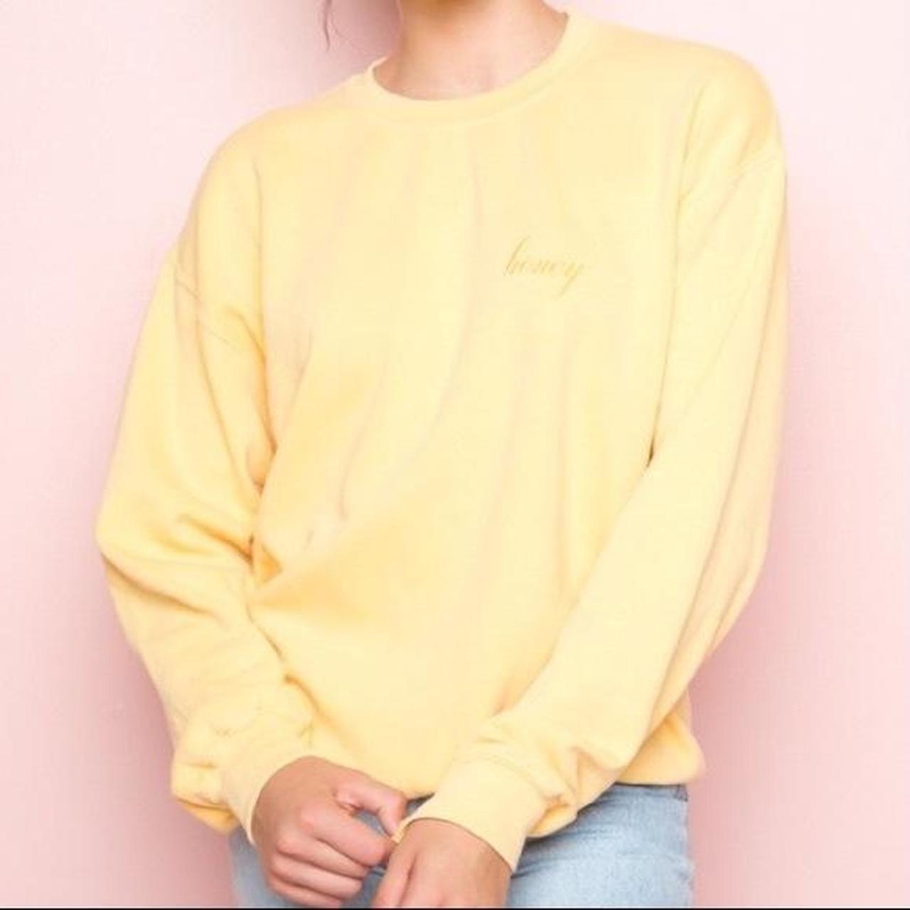 Brandy Melville Women's Yellow Sweatshirt Depop