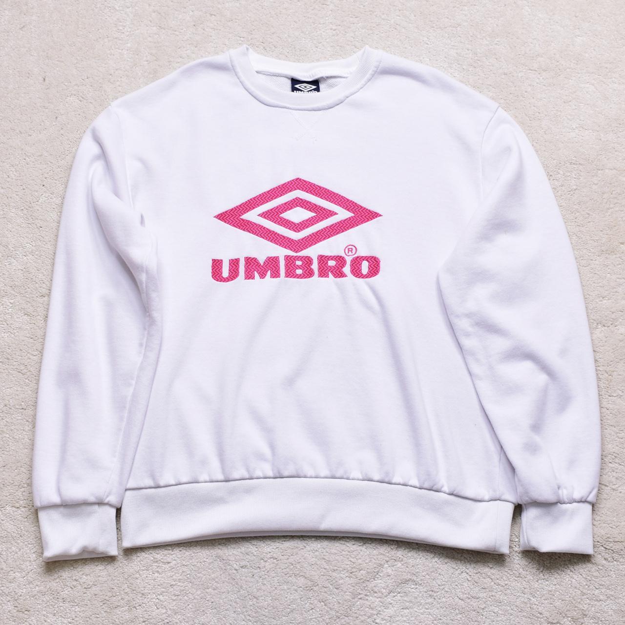 Umbro Men's White and Pink Sweatshirt | Depop