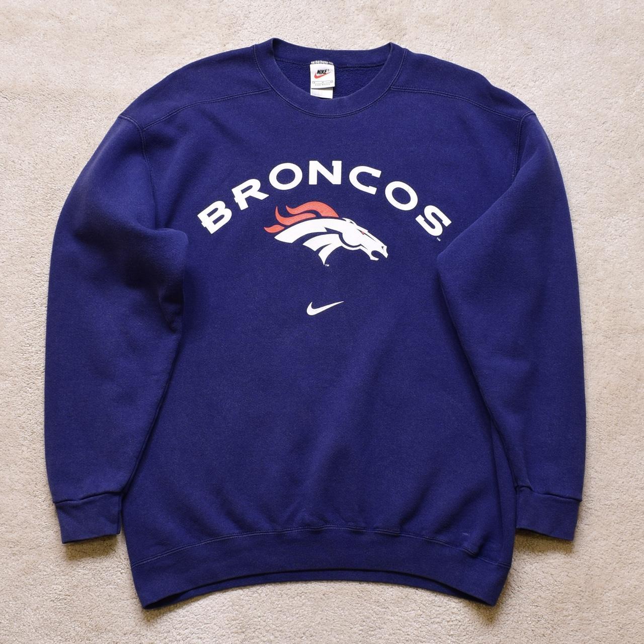 Vintage 90s OG Nike Denver Broncos Print Sweater... - Depop