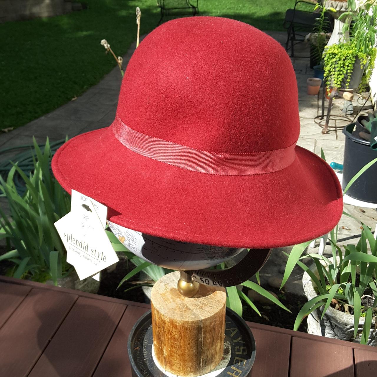 100 wool hat with feather and grosgrain ribbon.... Depop