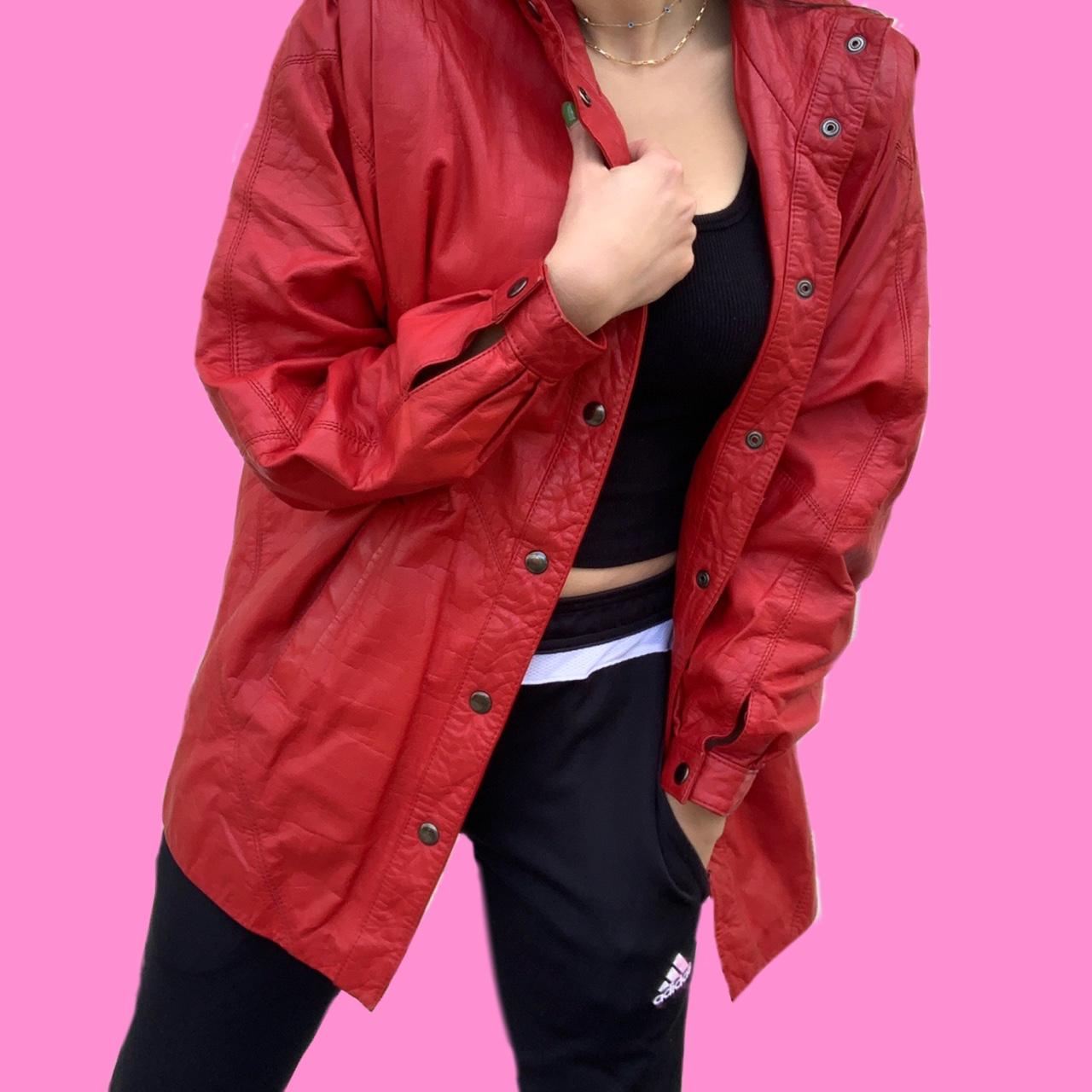 Vintage Red Leather jacket -Vintage 1980’s -100%... - Depop