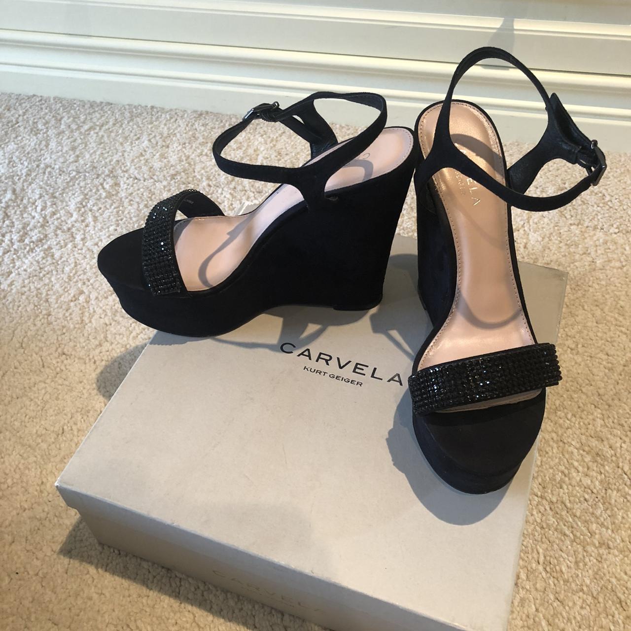 Carvela black wedge sales sandals