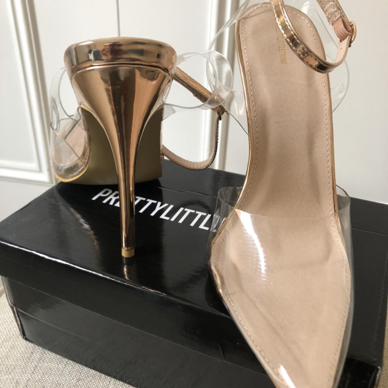 Rose gold hotsell and clear heels