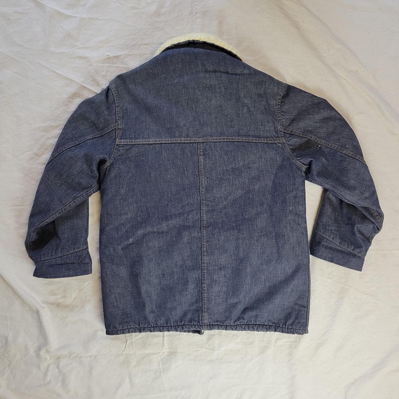 Vintage 70s sherpa lined dark denim chore jacket.... - Depop