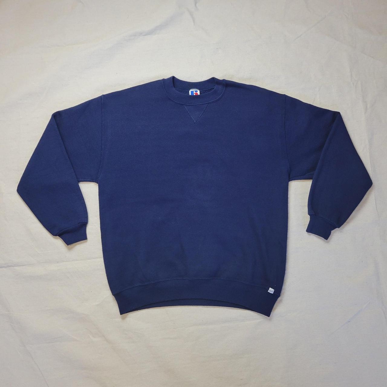 Vintage Russell Athletic navy crew sweatshirt.... - Depop