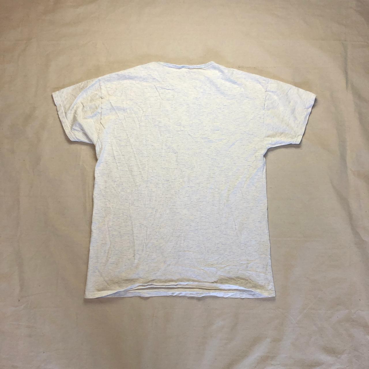 Vintage baby blue and white striped graphic tshirt... Depop