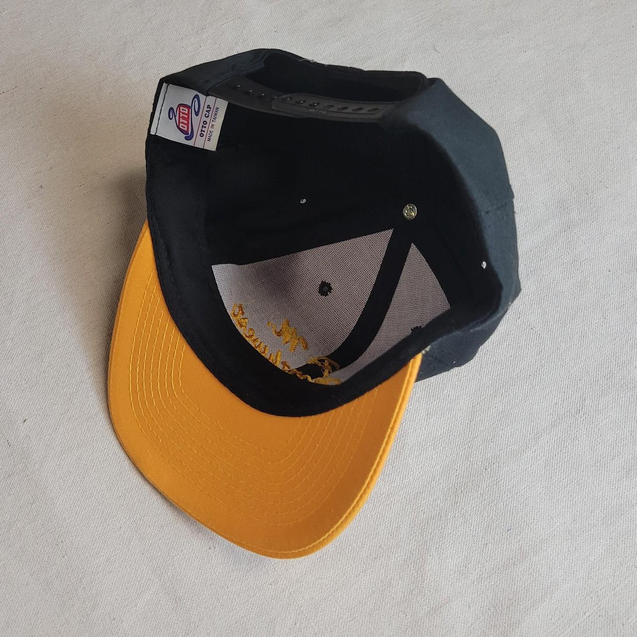 Vintage 90s trucker hat black and yellow with oil... - Depop