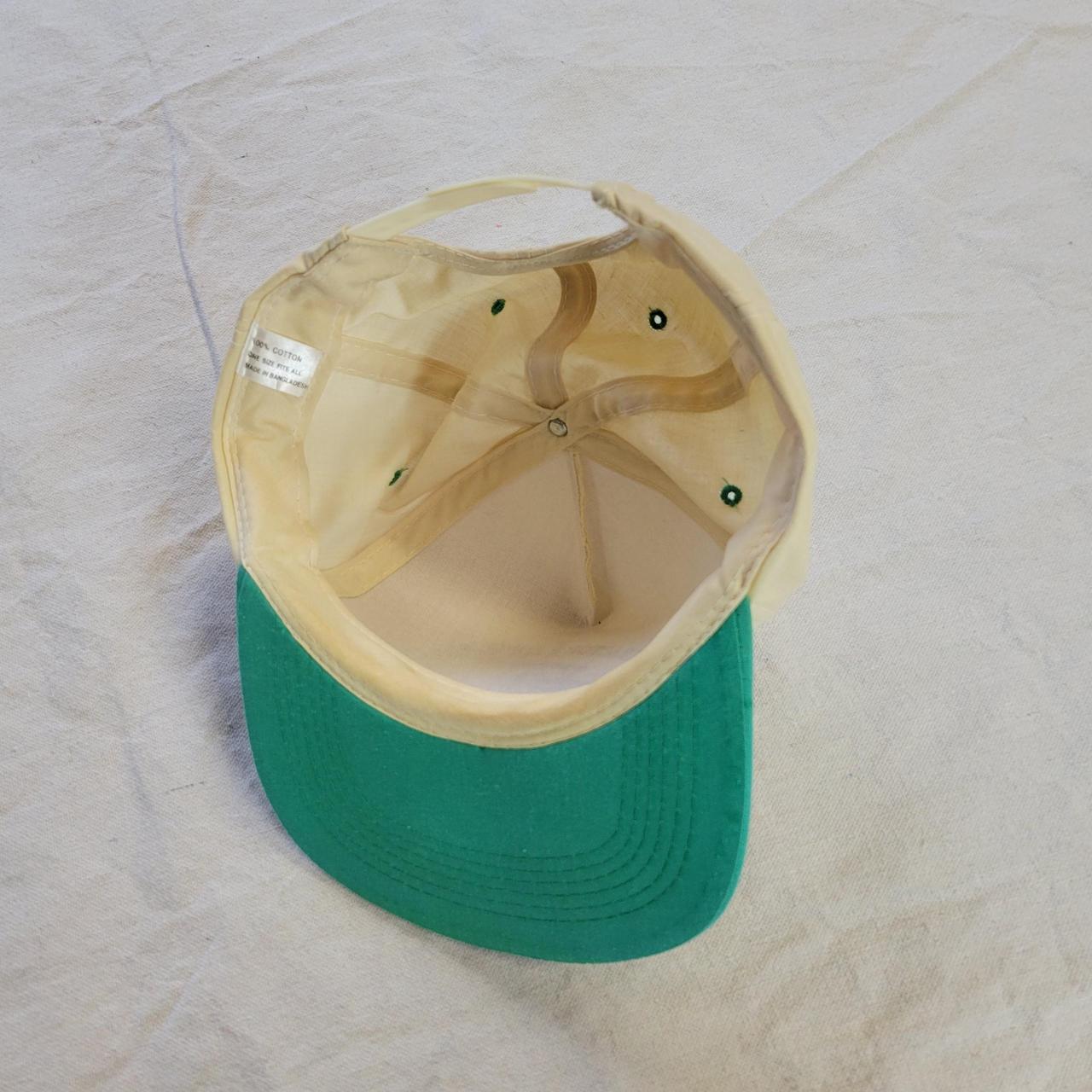 Vintage green and cream trucker snapback hat with... - Depop