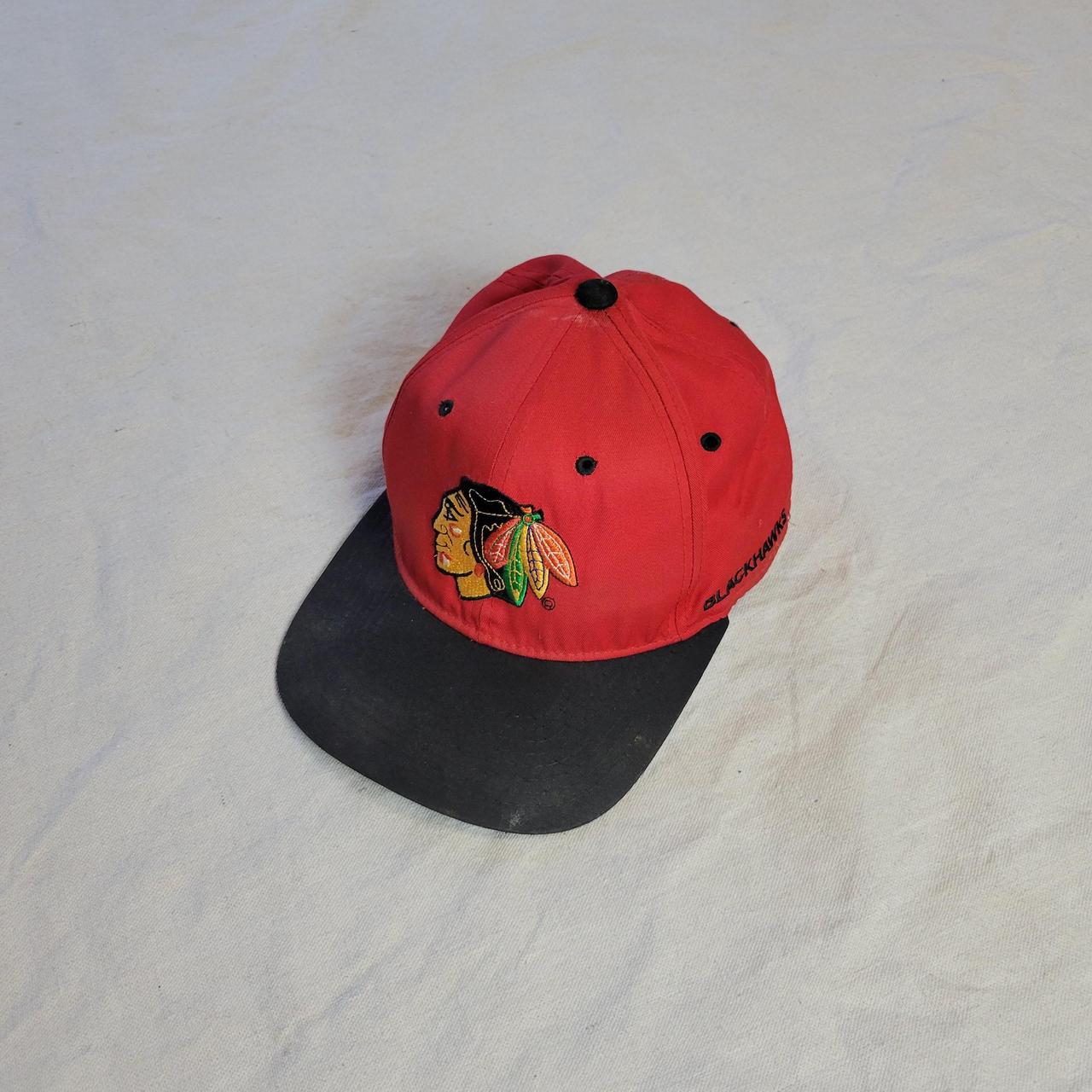 Vintage NHL Chicago Blackhawks Two Tone Red Black Snapback Hat
