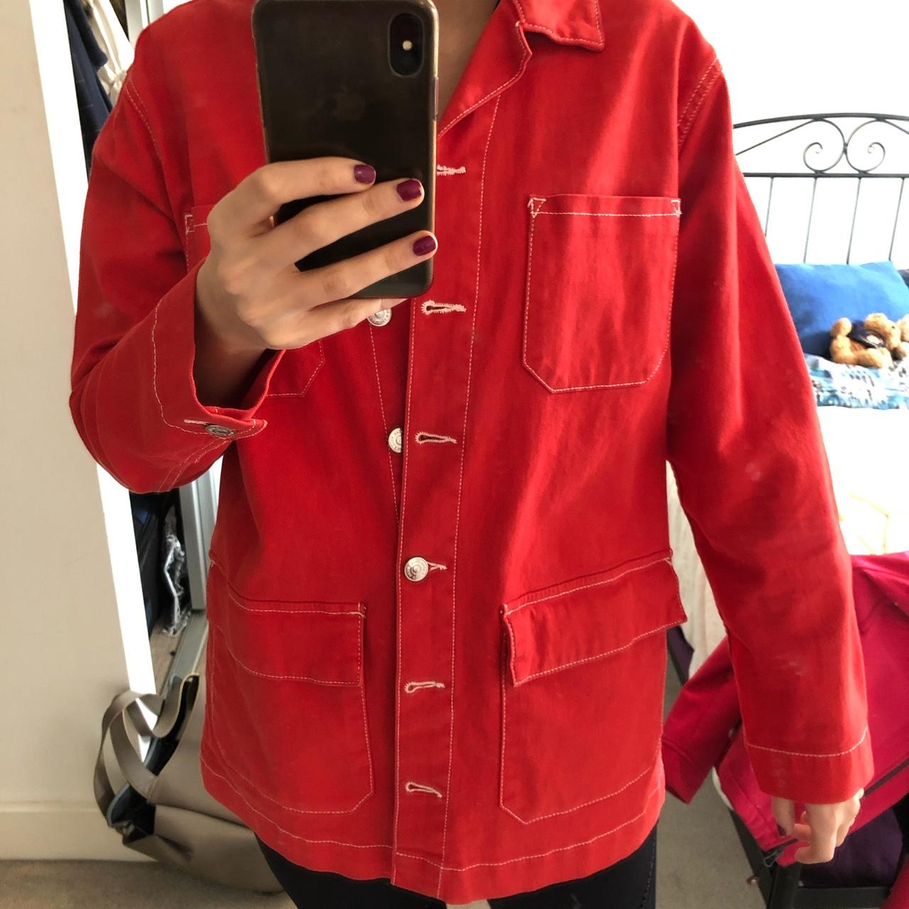 Pull and bear shop red denim jacket