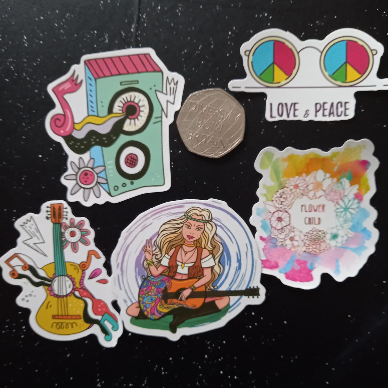 Product Image 1 - Funky Trippy Hippie Music Stickers.