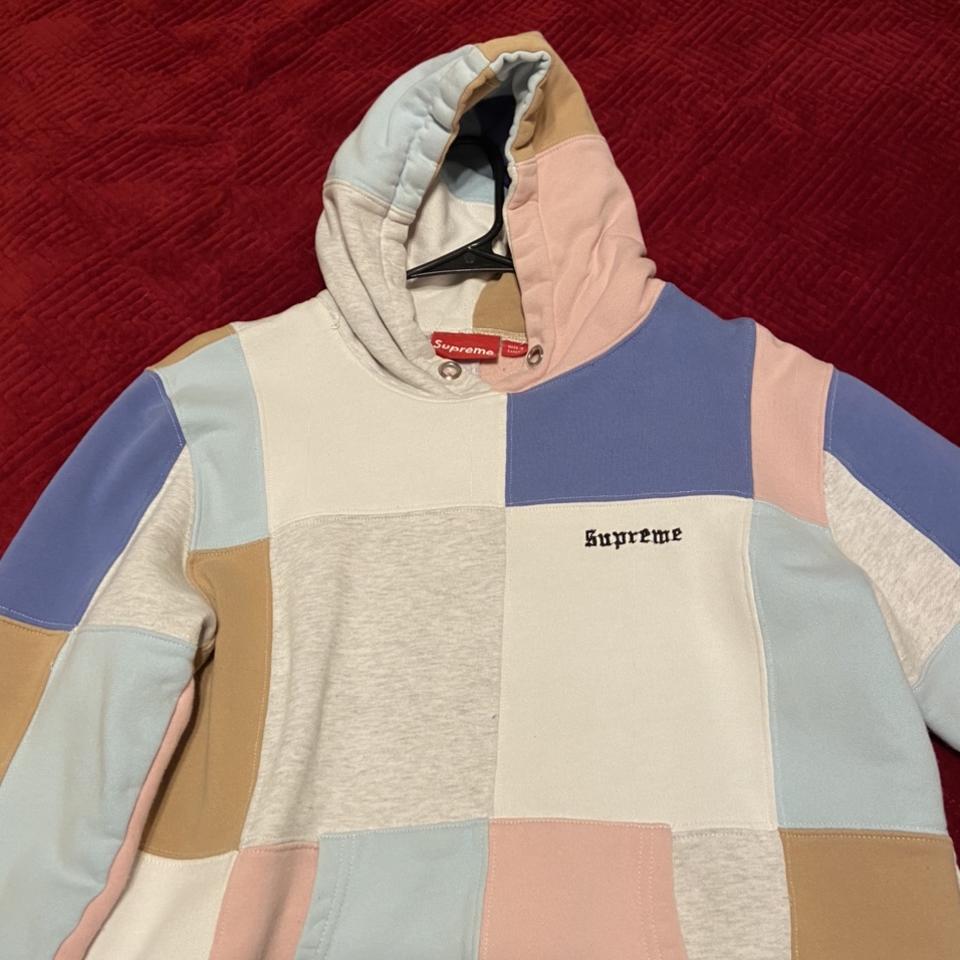 Supreme patchwork 2025 hoodie white