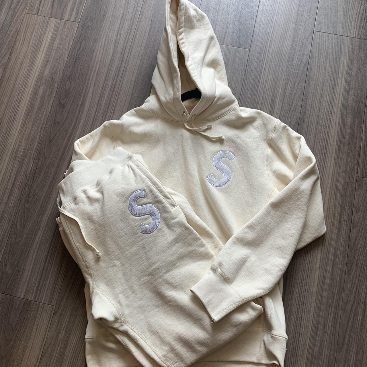 SUPREME S LOGO HOODIE SIZE L 💥 CREAM, SOLD... - Depop