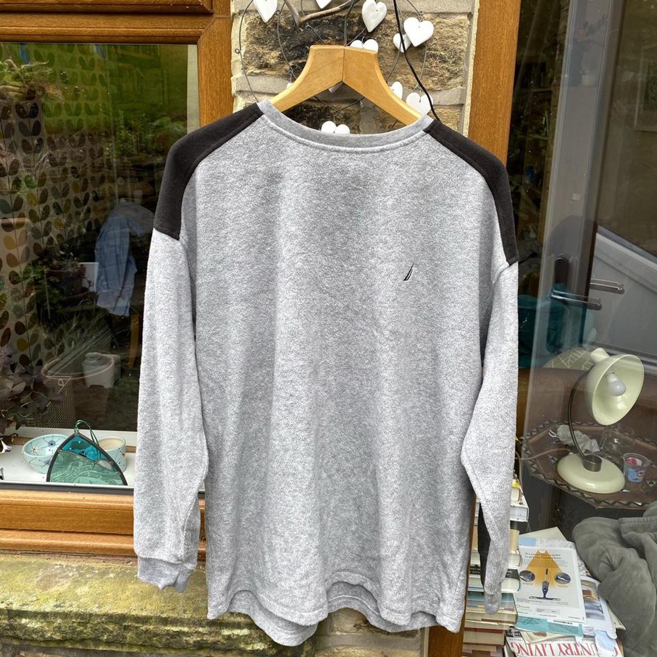 Nautica Fleece Sweatshirt In grey, with black... - Depop