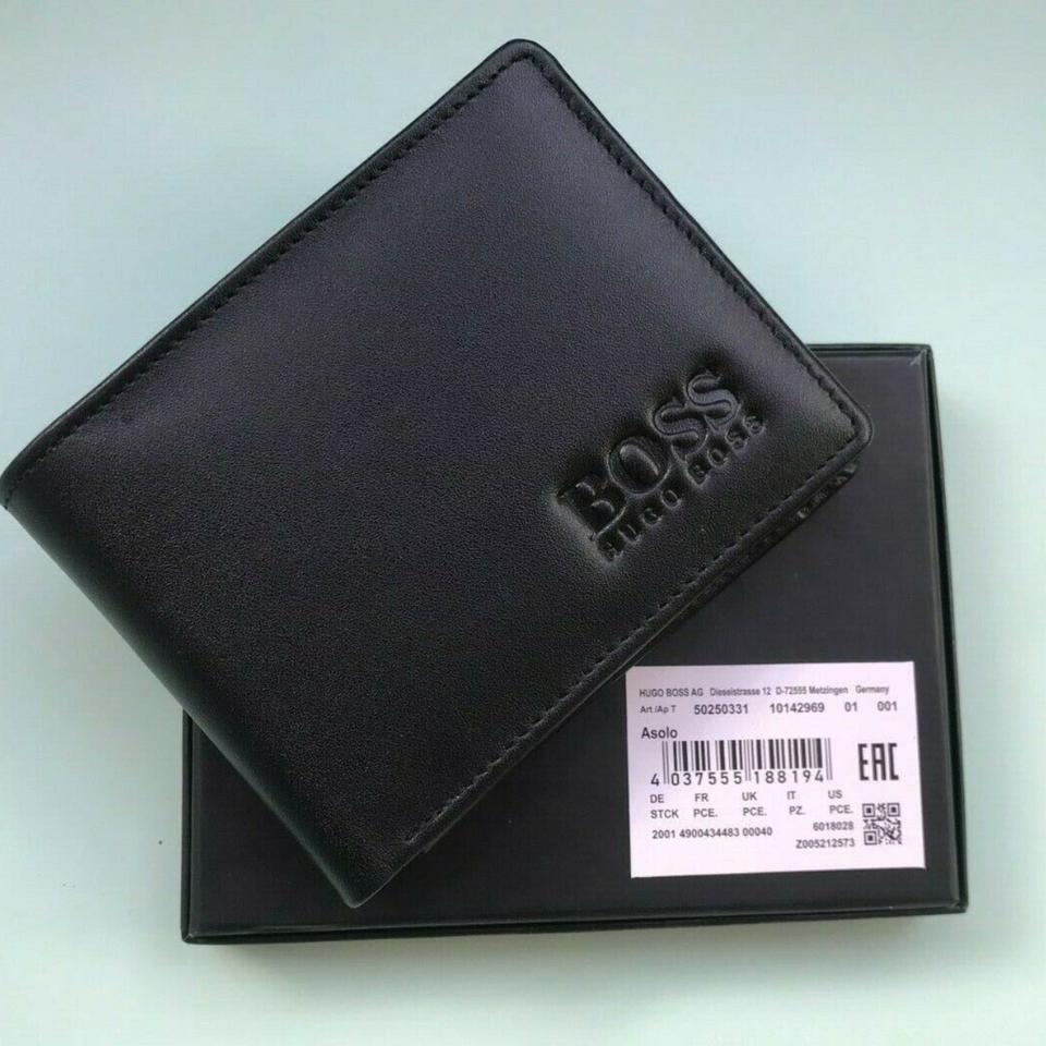 Mens Hugo Boss Bi Fold Leather Asolo Wallet Black Depop