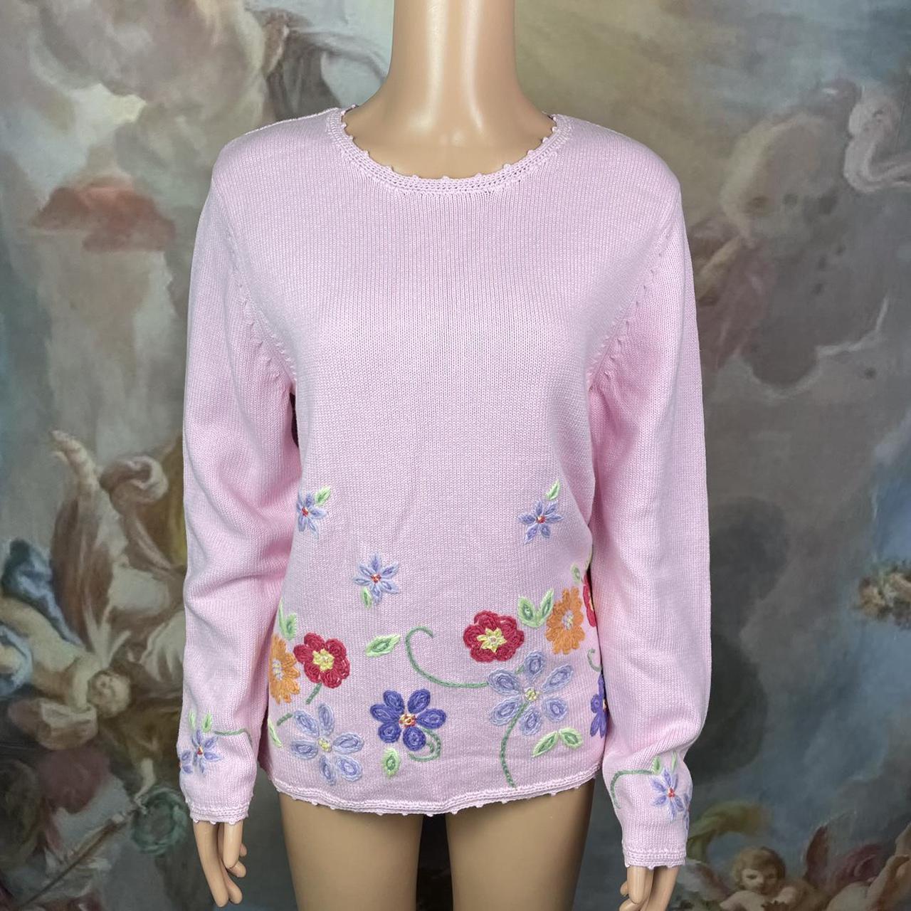 BABY PINK FLORAL SWEATER 💀Cute pink sweater with... Depop