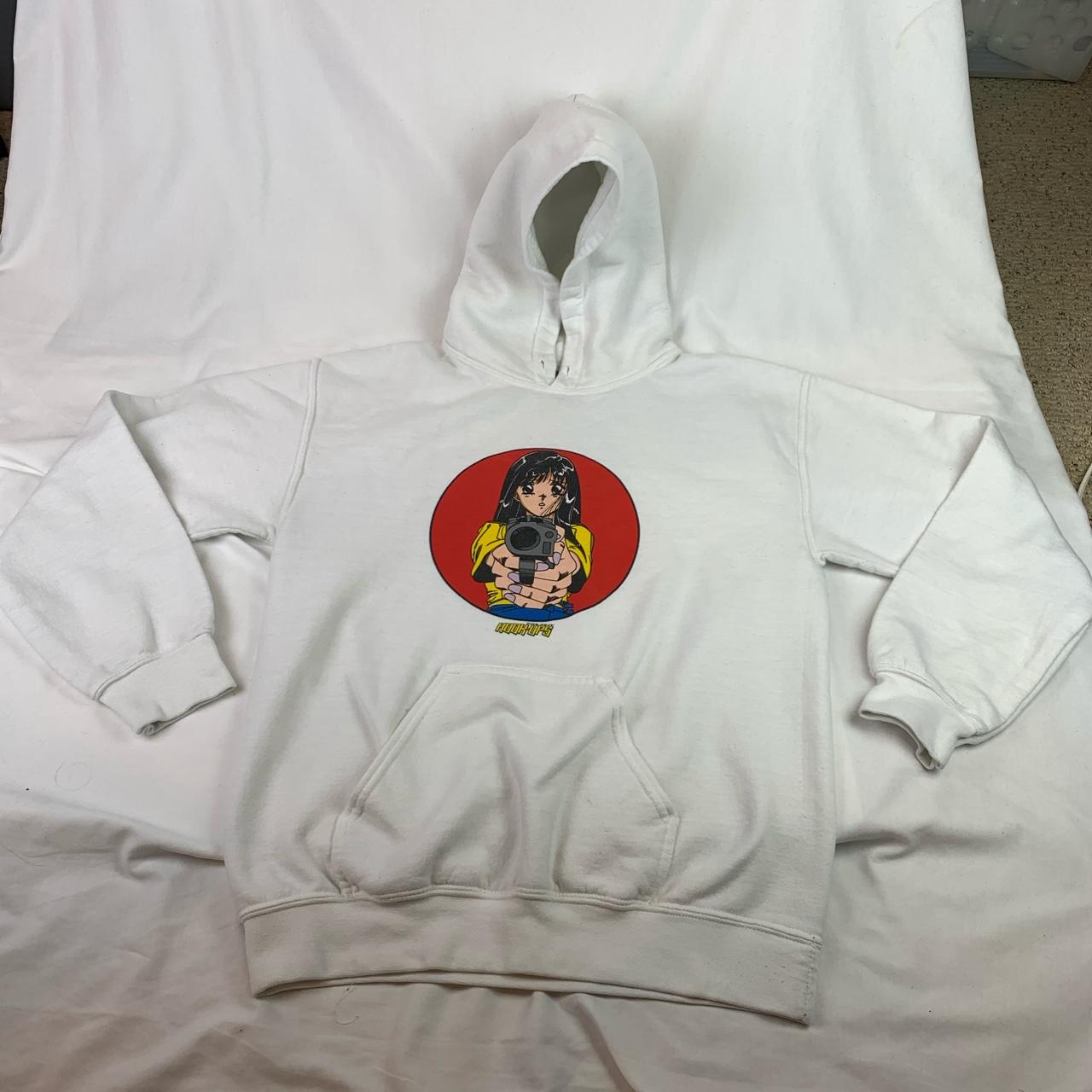 Hook-Ups Barrel Of A Gun White Hoodie. Not common to