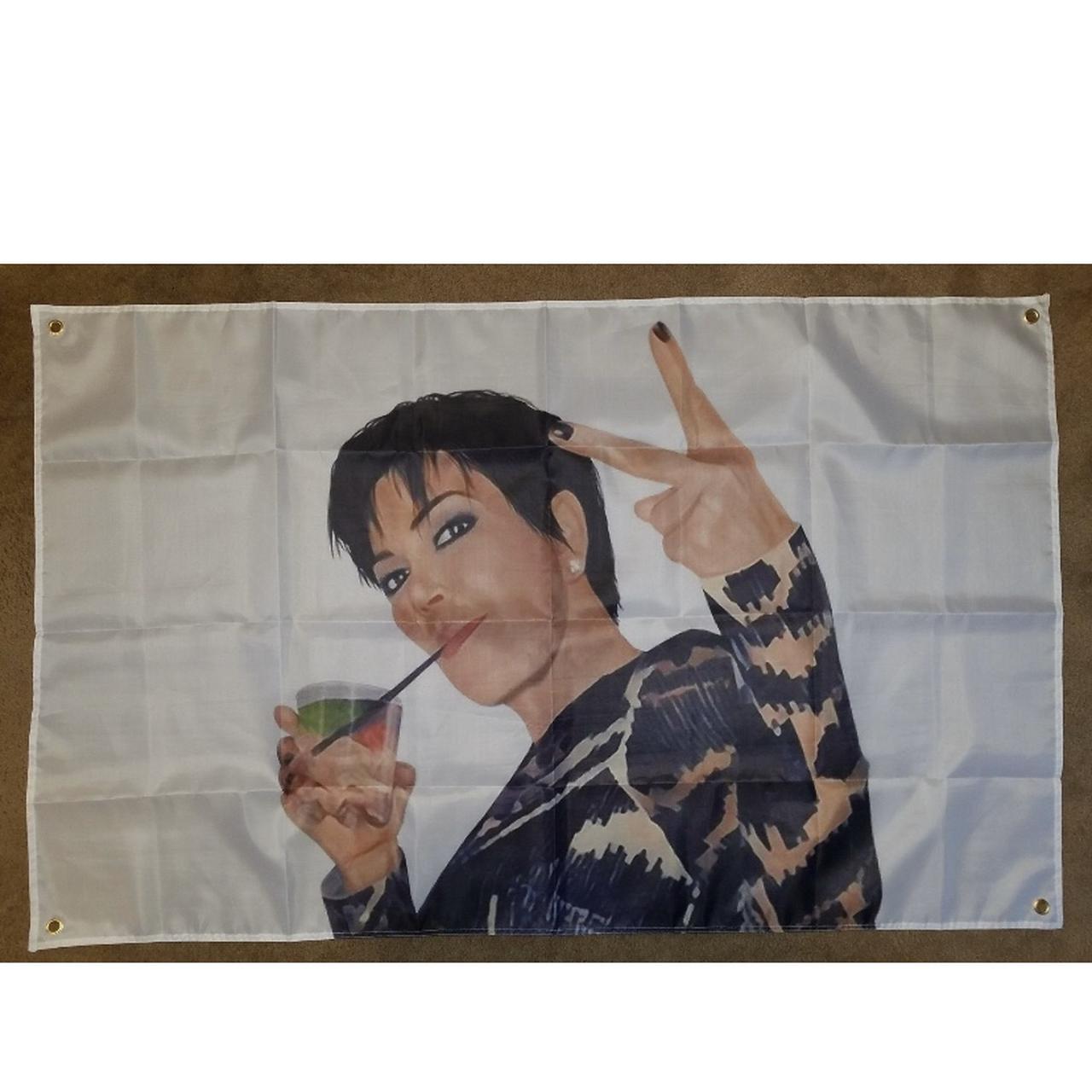 Kris Jenner drinking with peace sign kardashian wall... - Depop