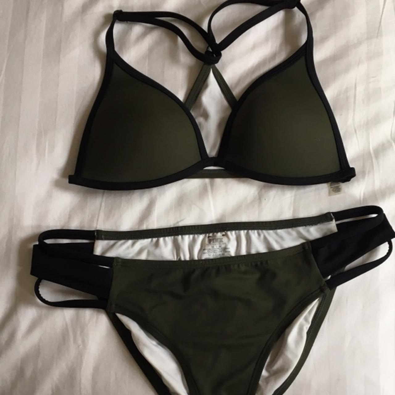 PINK bikini in army green , - top is push up and has