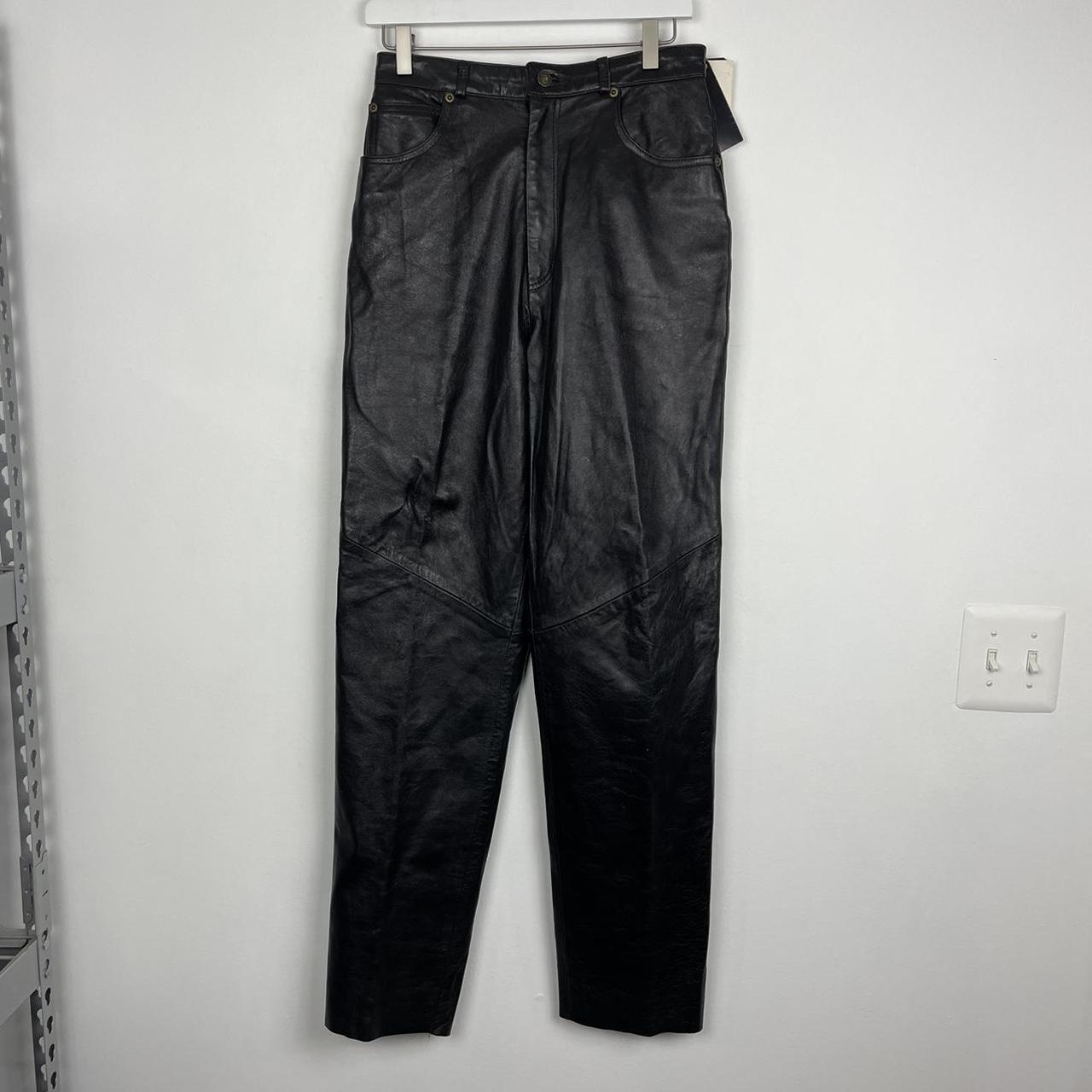 Vintage Christian Dior Black Leather Pants Size 10... - Depop