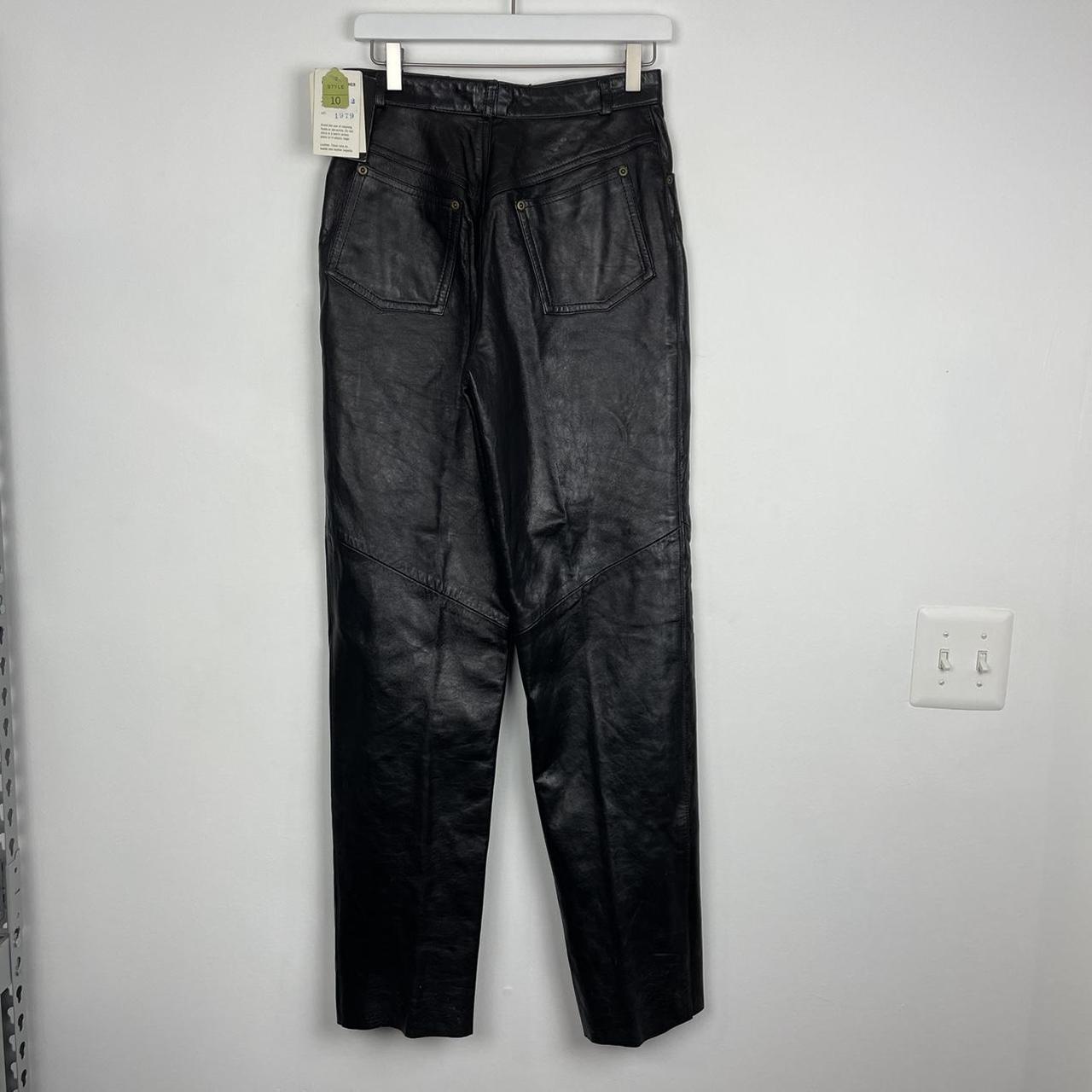 Vintage Christian Dior Black Leather Pants Size 10... - Depop