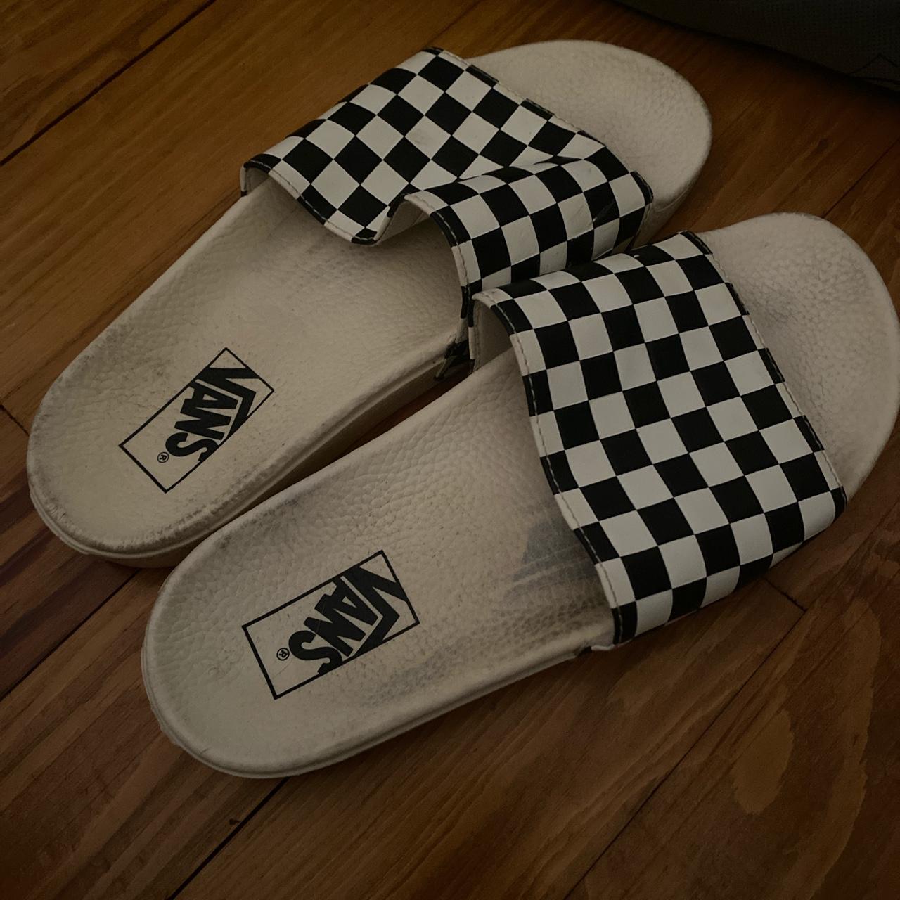 Vans checkerboard sale slides womens