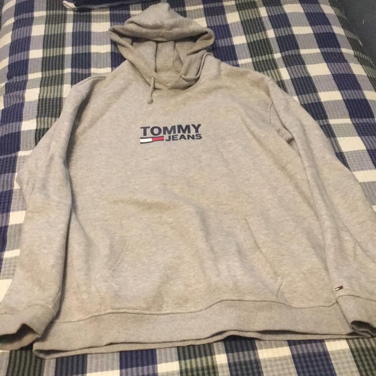 tommy hilfilger hoodie quality 8/10, little bit... - Depop