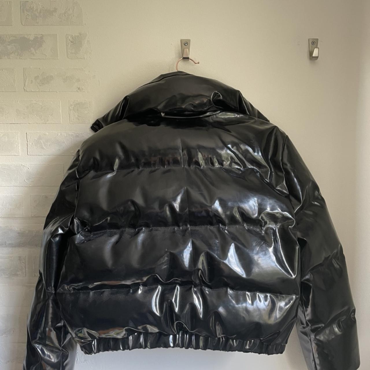 Depop Vinyl Black Puffer Coat PLT Black Cropped Vinyl Puffer Coat