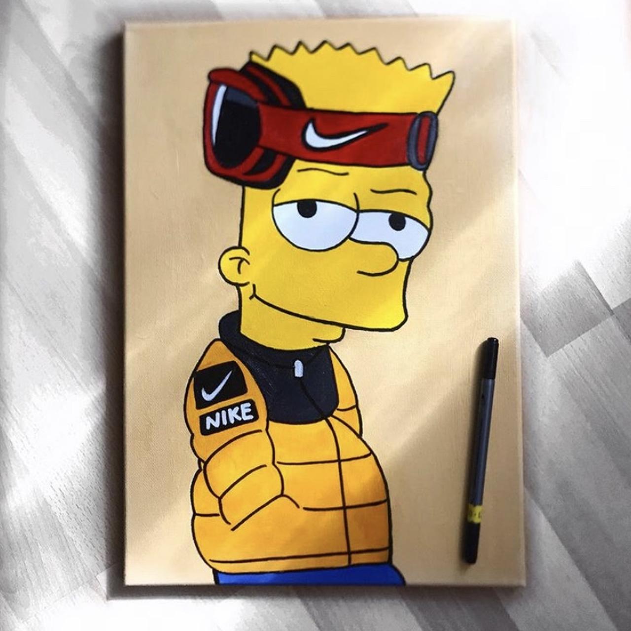 BART SIMPSON HAND DRAWN & PAINTED ACRYLIC PAINTED... - Depop