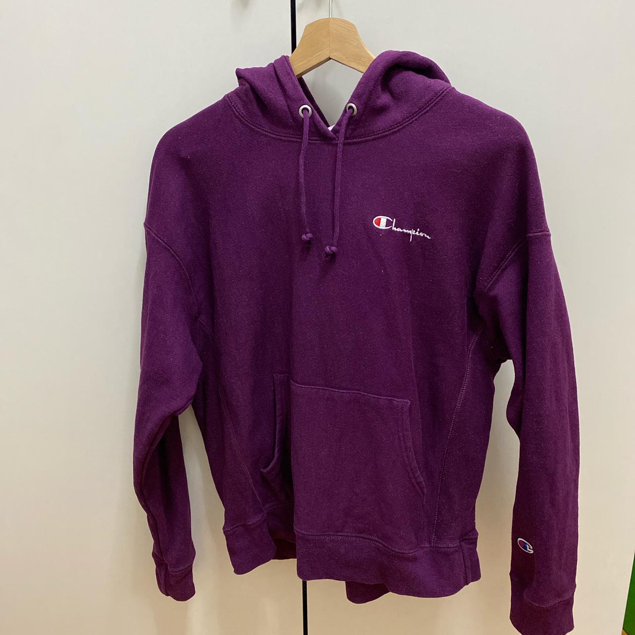 Purple champion weave reverse hoodie, very thick and... Depop