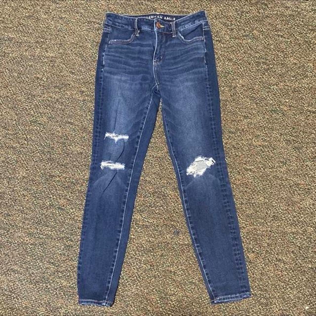 American Eagle ripped skinny jeans. medium wash - Depop