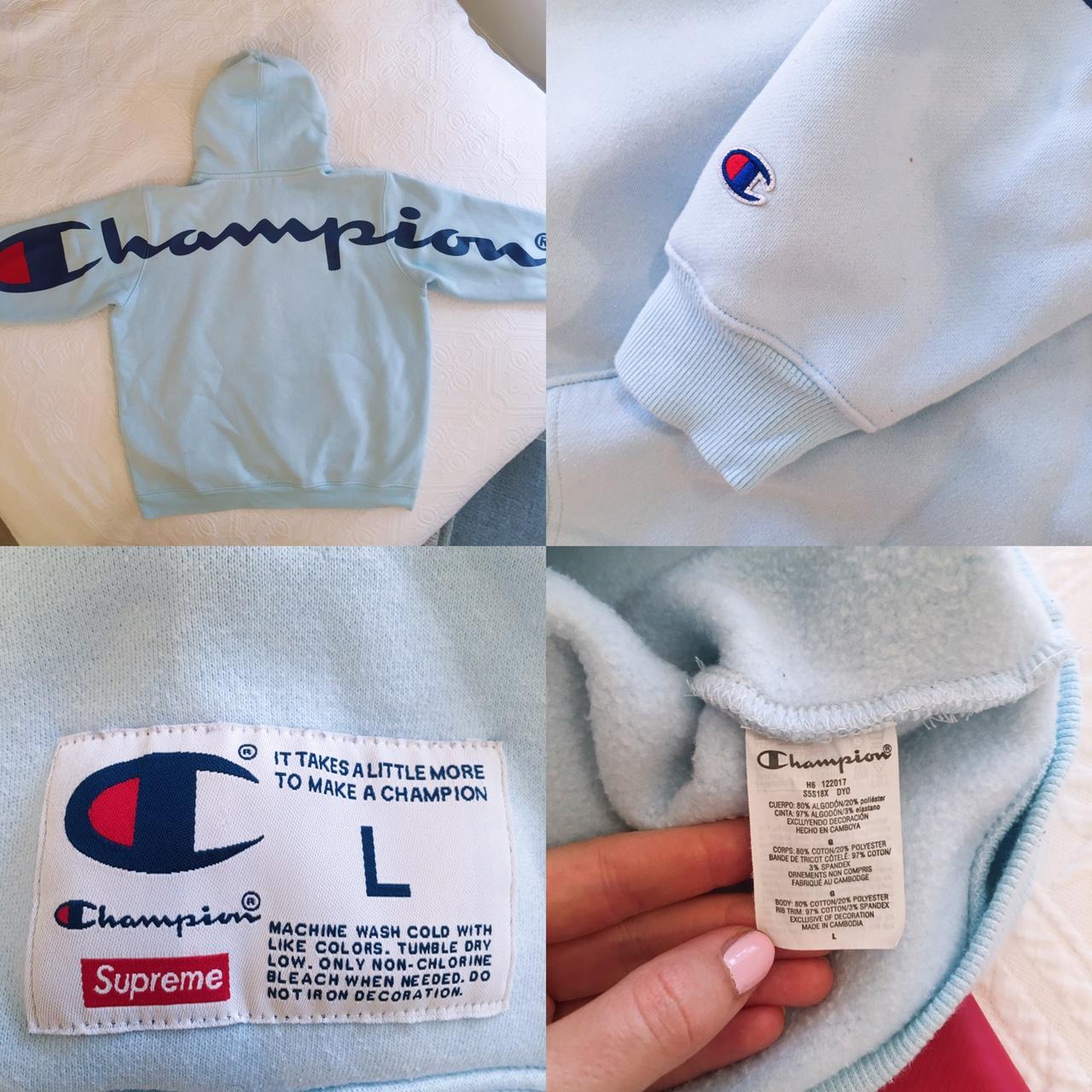 Champion X Supreme Jacket. BLUE SIZE: L Brand - Depop