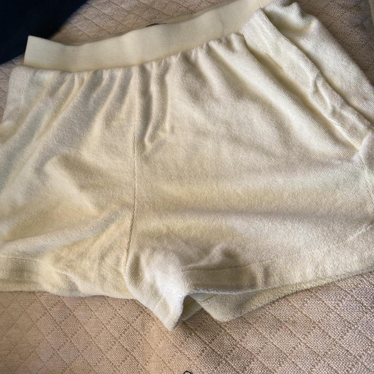 terry cloth lounge shorts color : yellow size :... - Depop