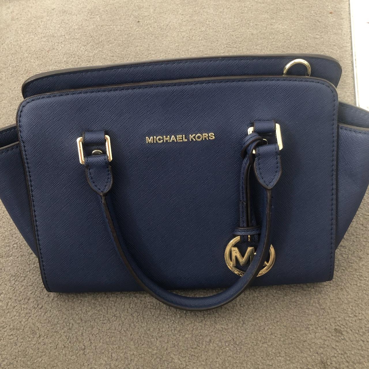 Imitation Michael Kors, navy handbag. Good condition - Depop