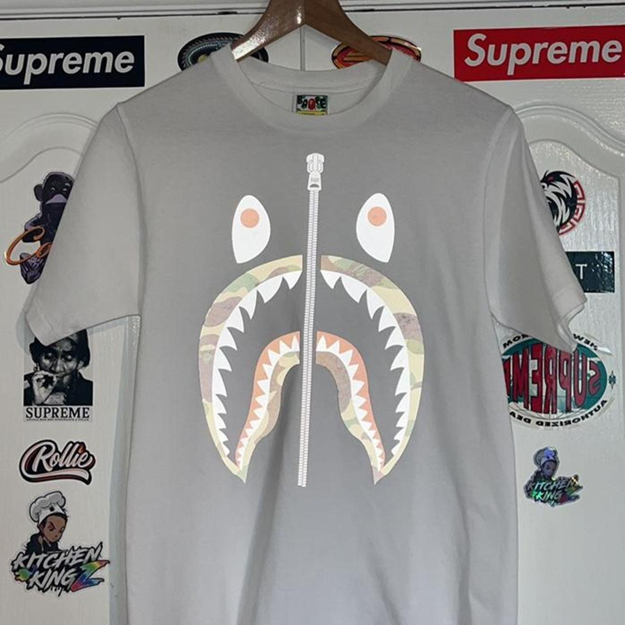 Bape Shark Reflective Tee White/camo Perfect - Depop