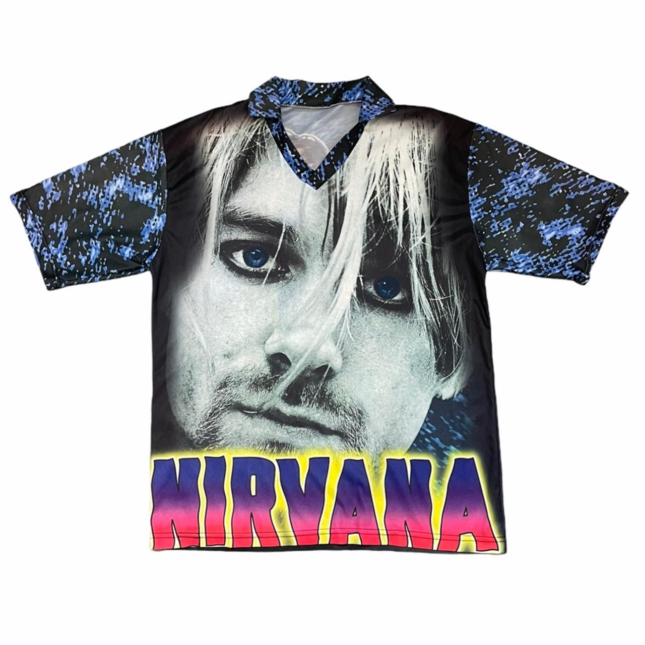 Nirvana vintage 90's polyester euro t shirt all over... - Depop