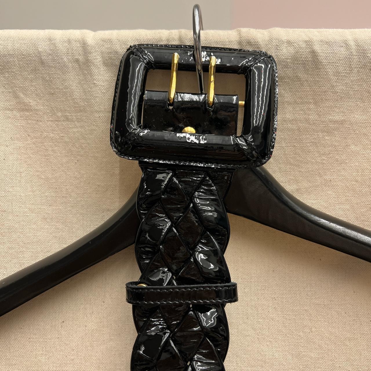 Be&D Handbags Woven Black Patent Leather Belt with... Depop