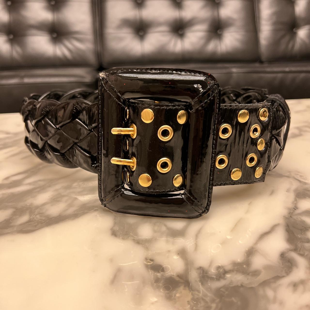 Be&D Handbags Woven Black Patent Leather Belt with... Depop