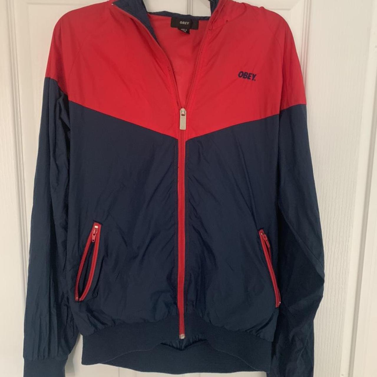 obey red windbreaker