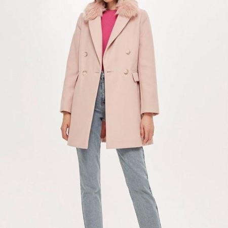 Naomi faux fur shop collar coat topshop