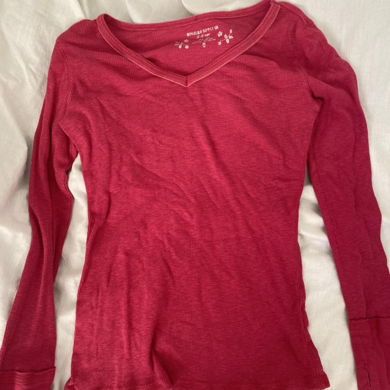 cute hot pink long sleeve with velvet collar. Super... - Depop